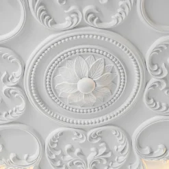 Decorative French White Medallion LED Flush Mount Light