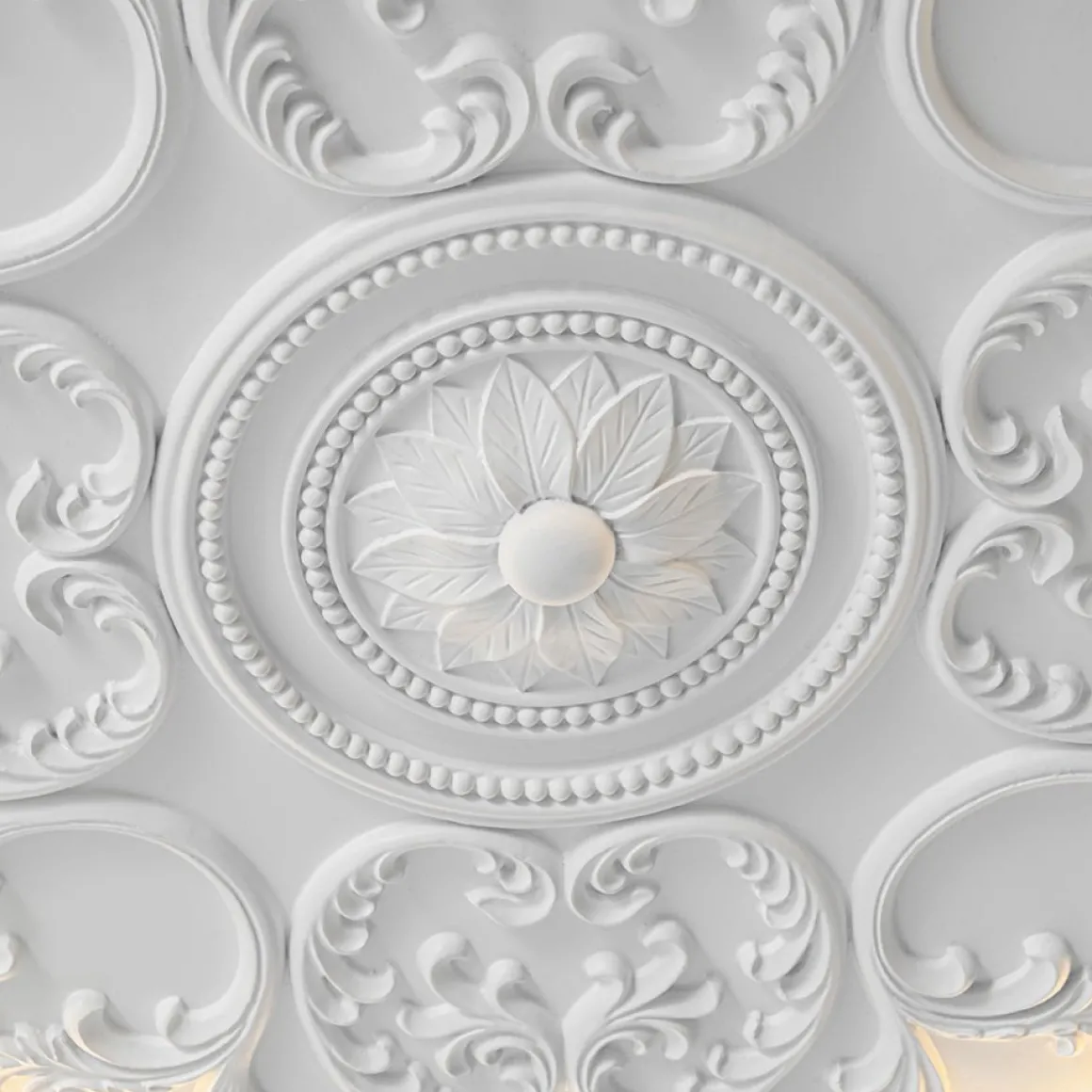 Decorative French White Medallion LED Flush Mount Light