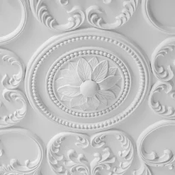 Decorative French White Medallion LED Flush Mount Light