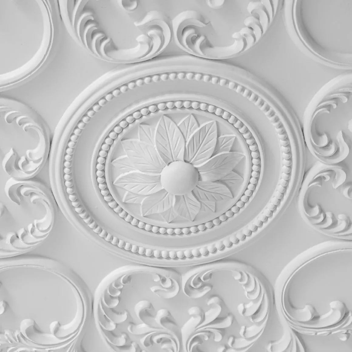 Decorative French White Medallion LED Flush Mount Light