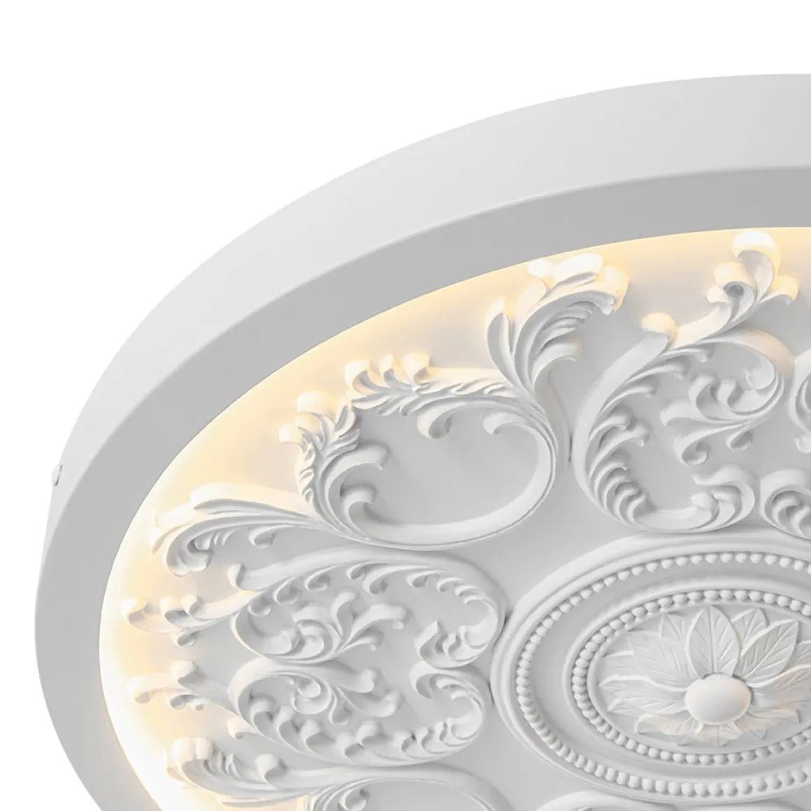 Decorative French White Medallion LED Flush Mount Light