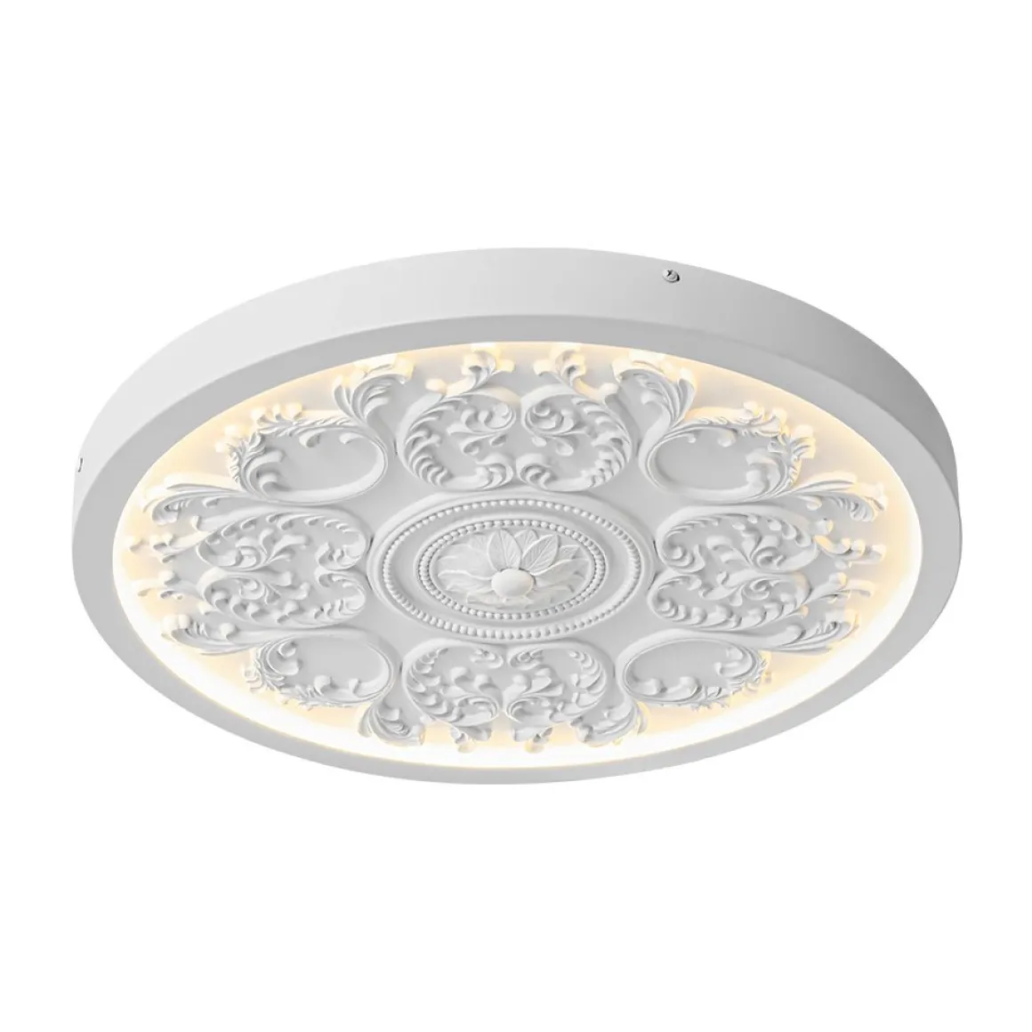 Decorative French White Medallion LED Flush Mount Light