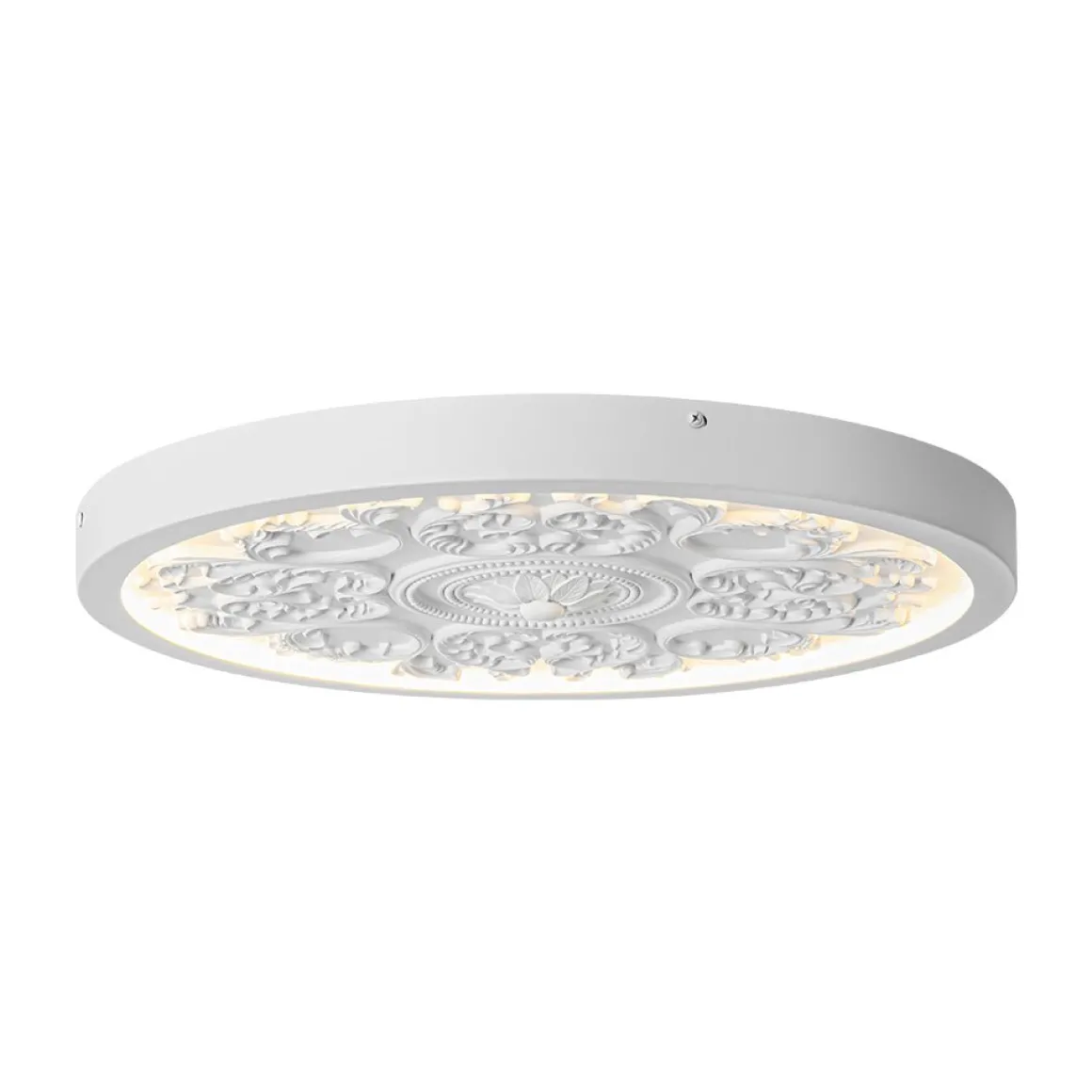 Decorative French White Medallion LED Flush Mount Light