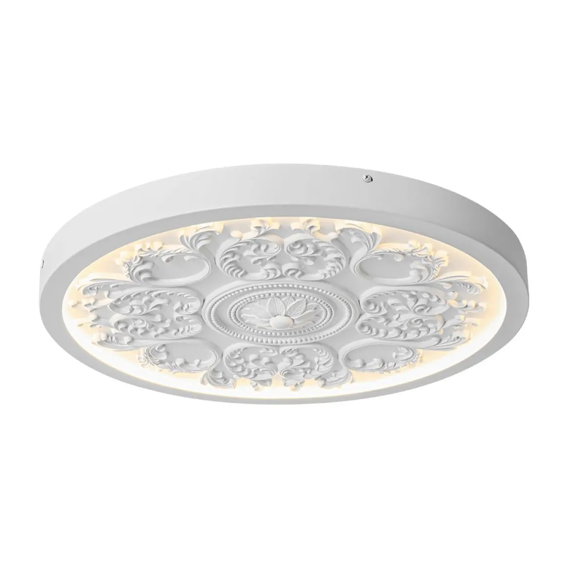 Decorative French White Medallion LED Flush Mount Light
