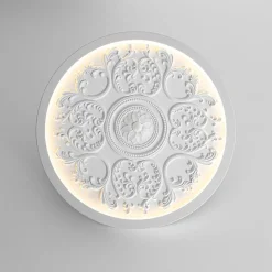 Decorative French White Medallion LED Flush Mount Light