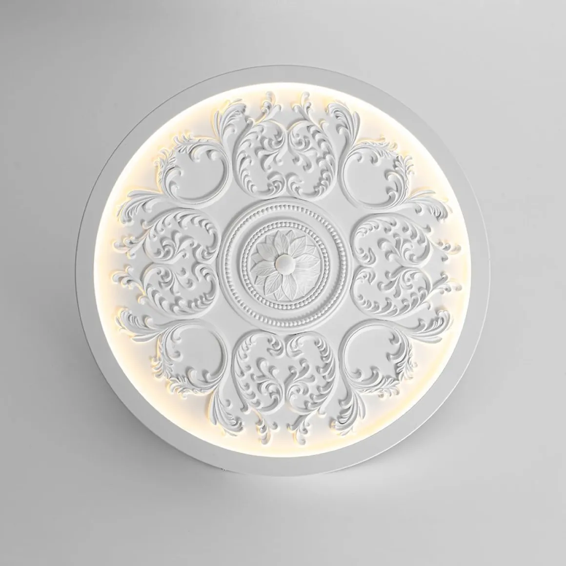 Decorative French White Medallion LED Flush Mount Light