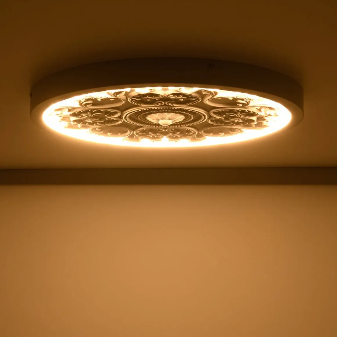 Decorative French White Medallion LED Flush Mount Light