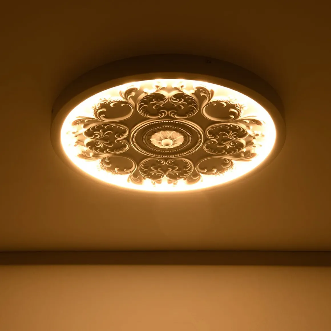Decorative French White Medallion LED Flush Mount Light