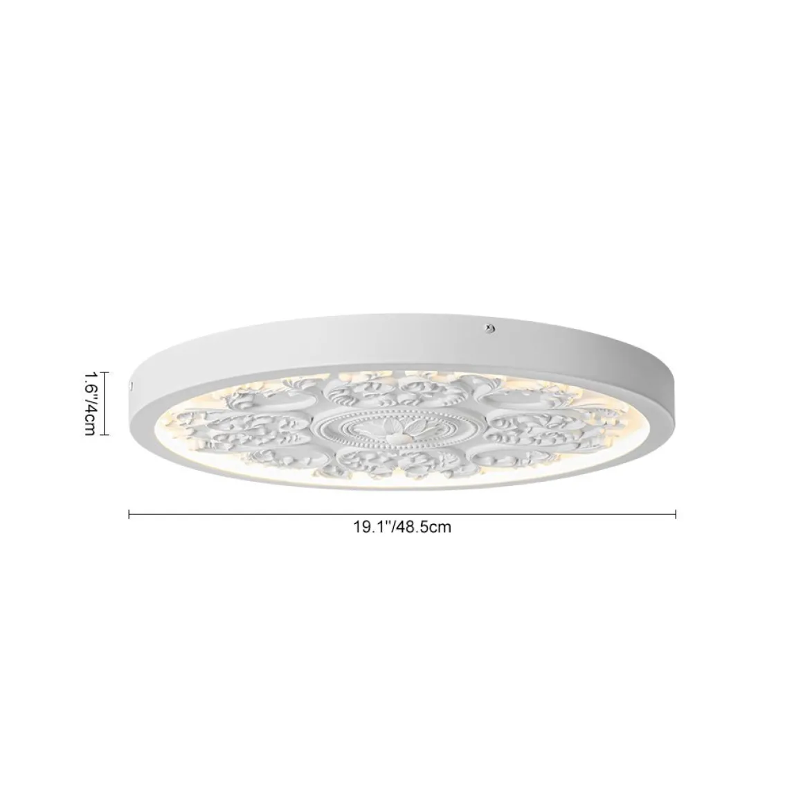 Decorative French White Medallion LED Flush Mount Light
