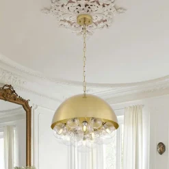 Designer Cluster Glass Globe Metal Dome Pendant Light