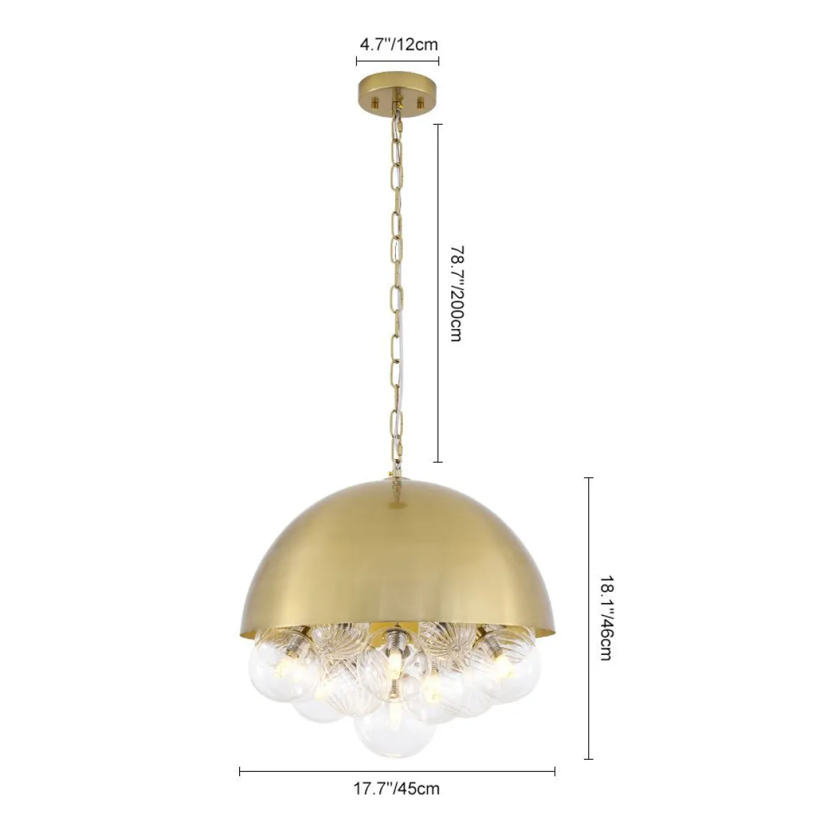 Designer Cluster Glass Globe Metal Dome Pendant Light