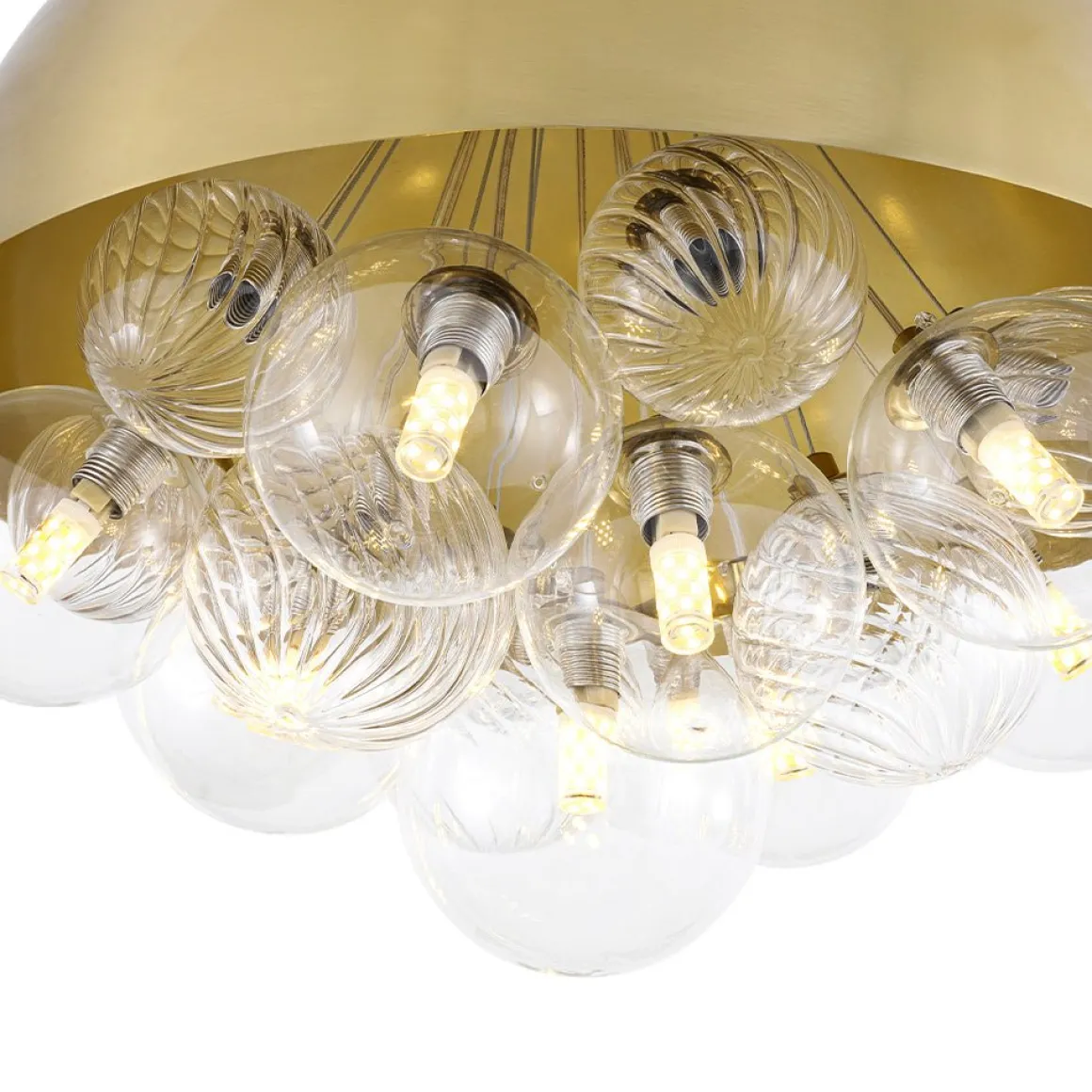 Designer Cluster Glass Globe Metal Dome Pendant Light