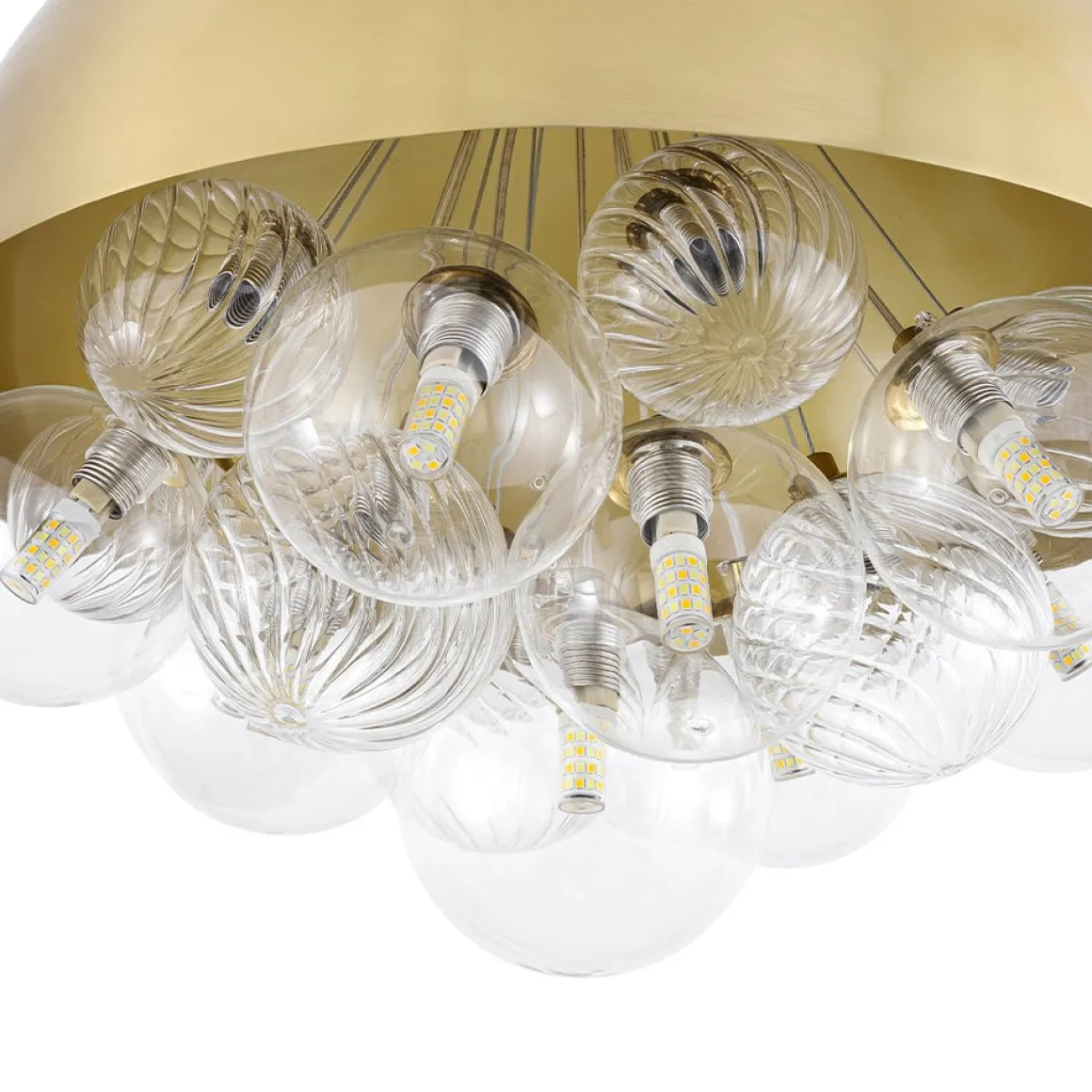 Designer Cluster Glass Globe Metal Dome Pendant Light