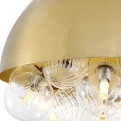 Designer Cluster Glass Globe Metal Dome Pendant Light