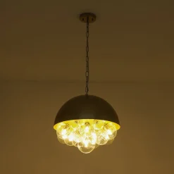 Designer Cluster Glass Globe Metal Dome Pendant Light