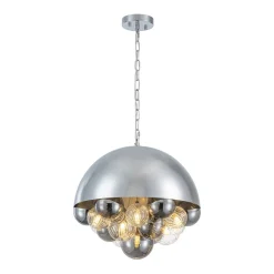 Designer Cluster Glass Globe Metal Dome Pendant Light