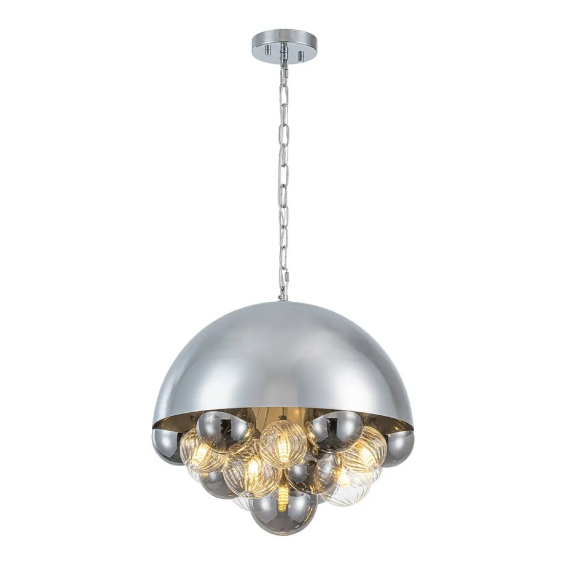 Designer Cluster Glass Globe Metal Dome Pendant Light