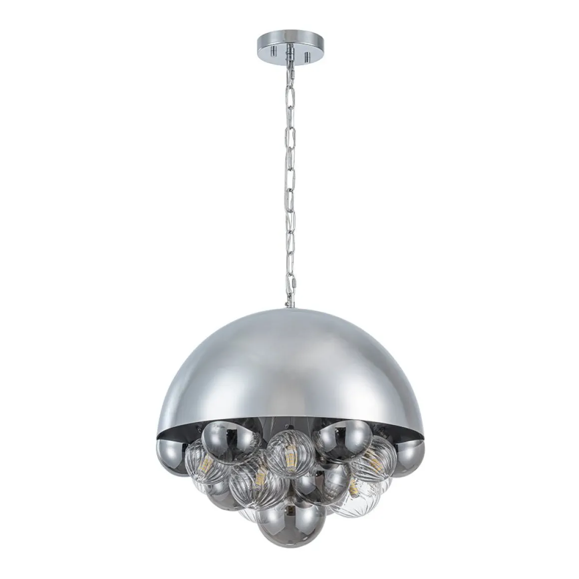 Designer Cluster Glass Globe Metal Dome Pendant Light