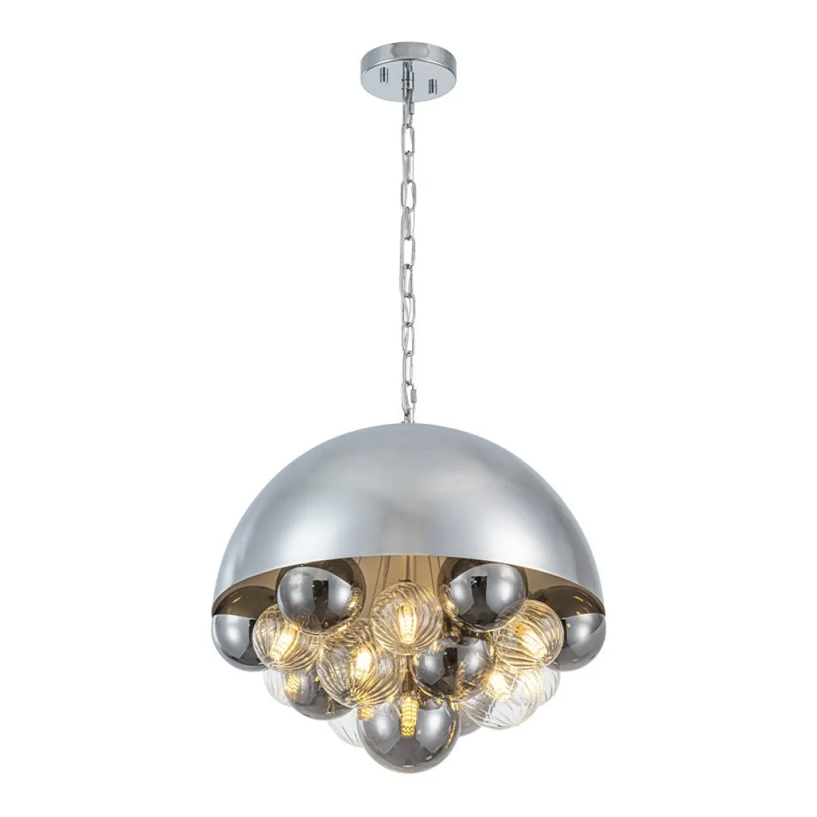 Designer Cluster Glass Globe Metal Dome Pendant Light