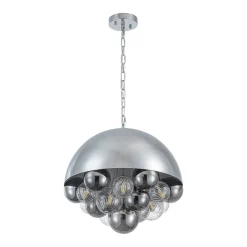 Designer Cluster Glass Globe Metal Dome Pendant Light