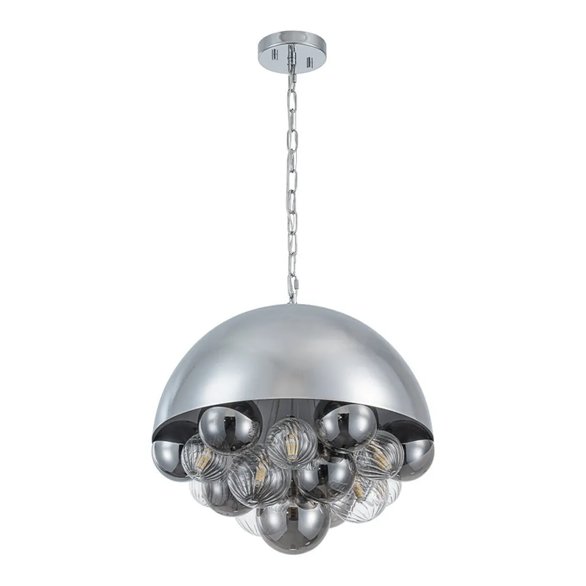 Designer Cluster Glass Globe Metal Dome Pendant Light