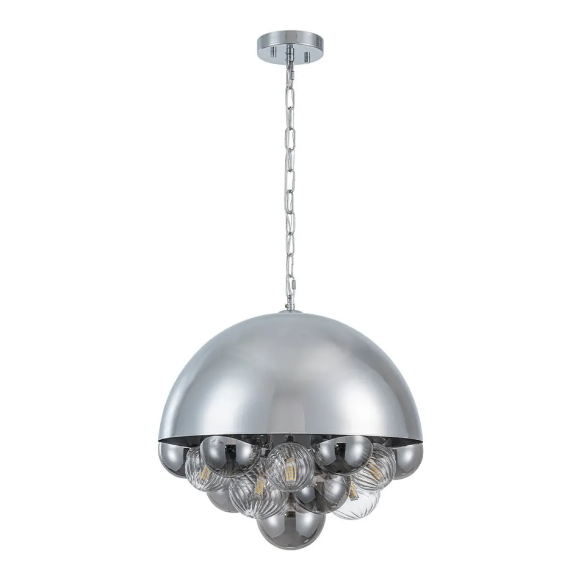 Designer Cluster Glass Globe Metal Dome Pendant Light