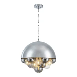 Designer Cluster Glass Globe Metal Dome Pendant Light