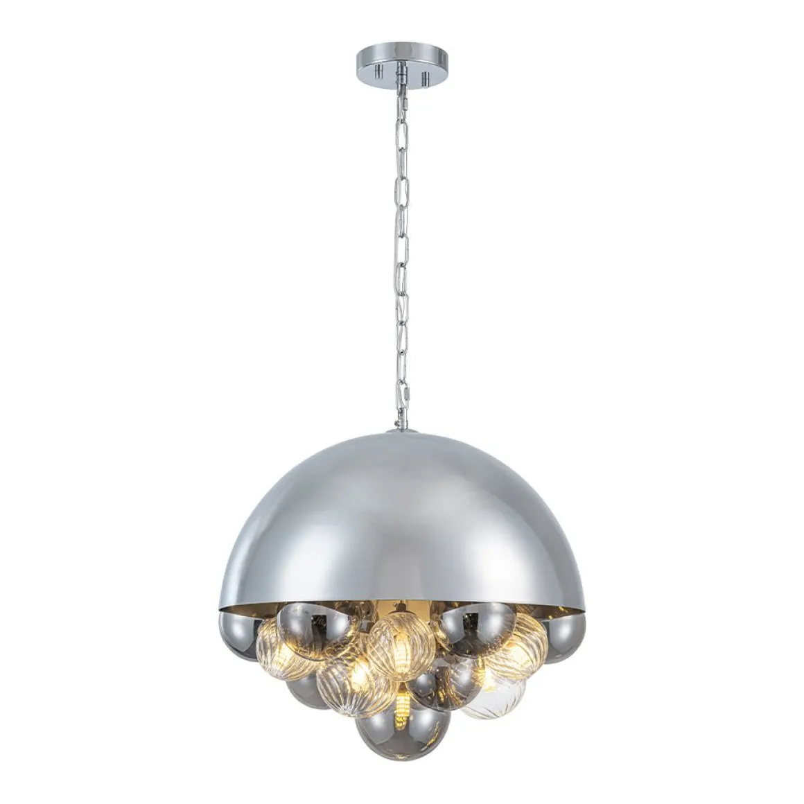 Designer Cluster Glass Globe Metal Dome Pendant Light