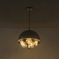 Designer Cluster Glass Globe Metal Dome Pendant Light