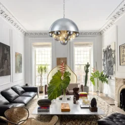 Designer Cluster Glass Globe Metal Dome Pendant Light