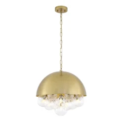 Designer Cluster Glass Globe Metal Dome Pendant Light