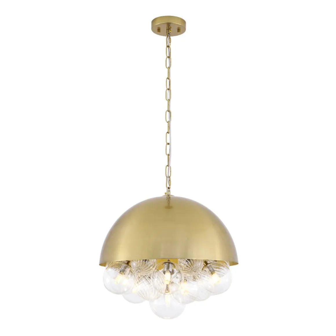 Designer Cluster Glass Globe Metal Dome Pendant Light