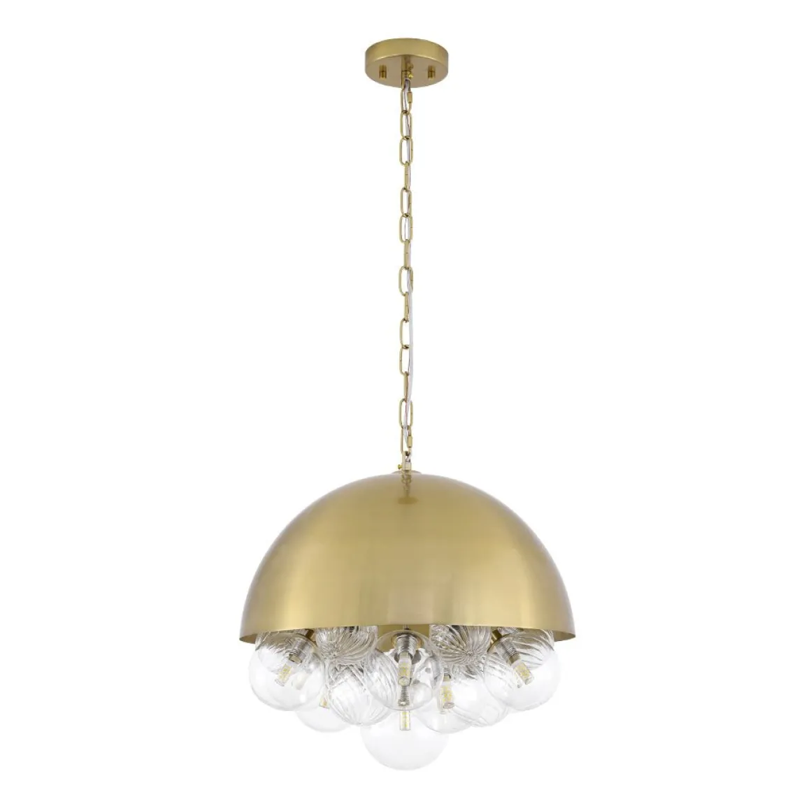 Designer Cluster Glass Globe Metal Dome Pendant Light