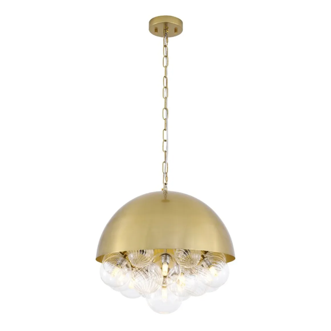 Designer Cluster Glass Globe Metal Dome Pendant Light