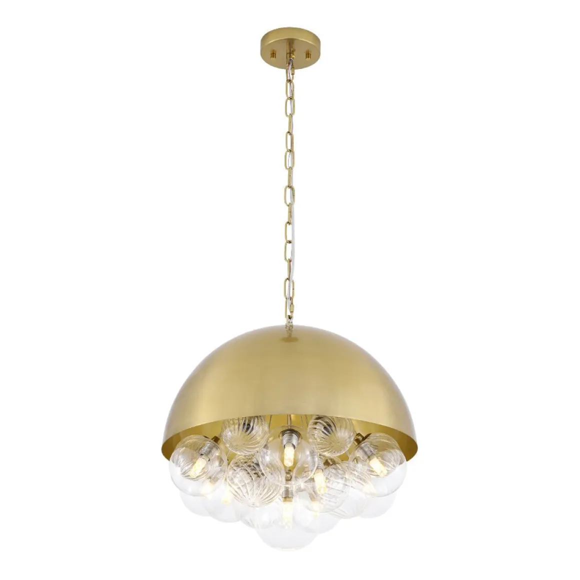 Designer Cluster Glass Globe Metal Dome Pendant Light
