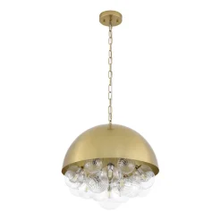 Designer Cluster Glass Globe Metal Dome Pendant Light
