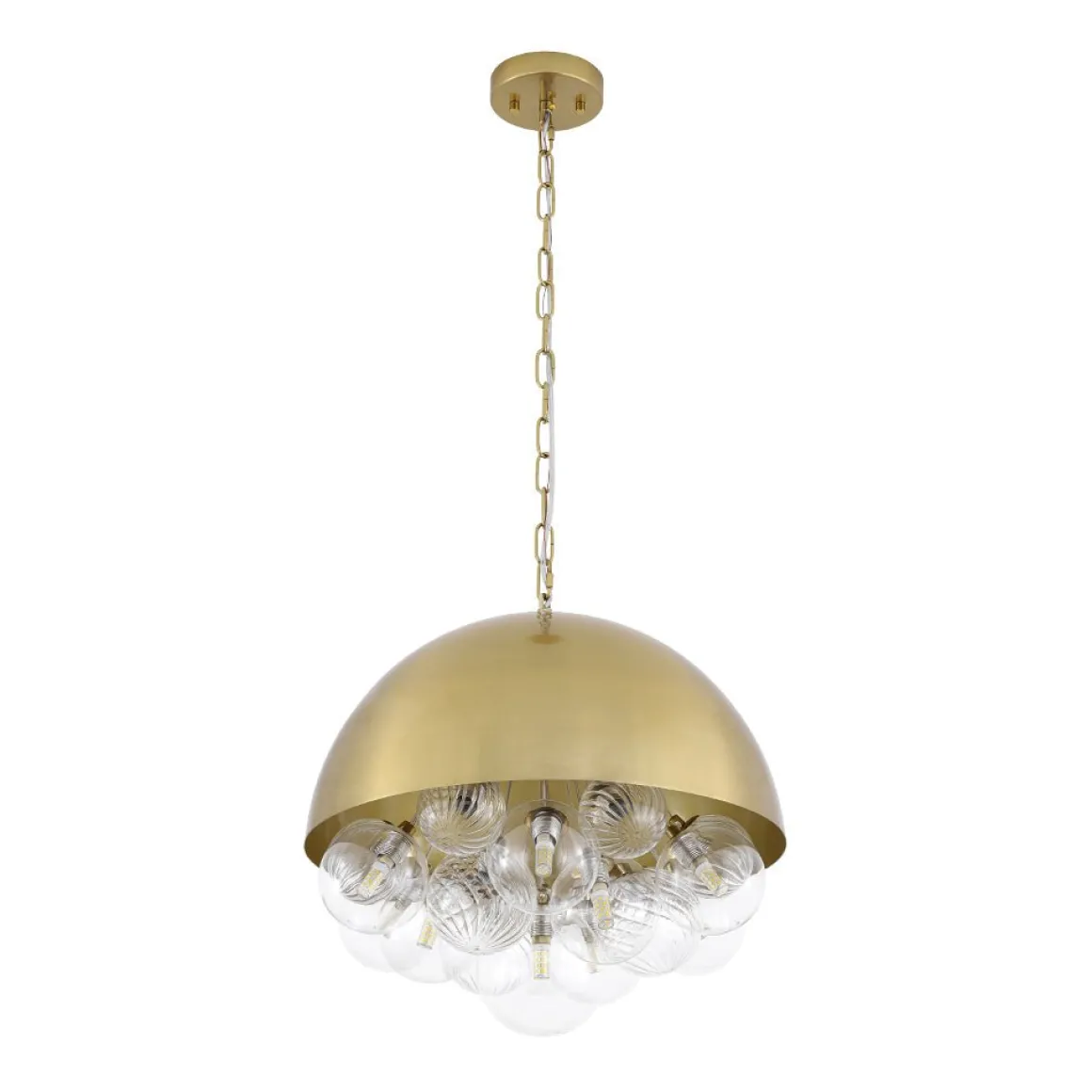 Designer Cluster Glass Globe Metal Dome Pendant Light