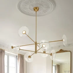 Designer Dimmable LED 8-light Glass Tiered Sputnik Chandelier