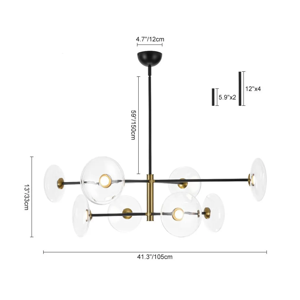 Designer Dimmable LED 8-light Glass Tiered Sputnik Chandelier