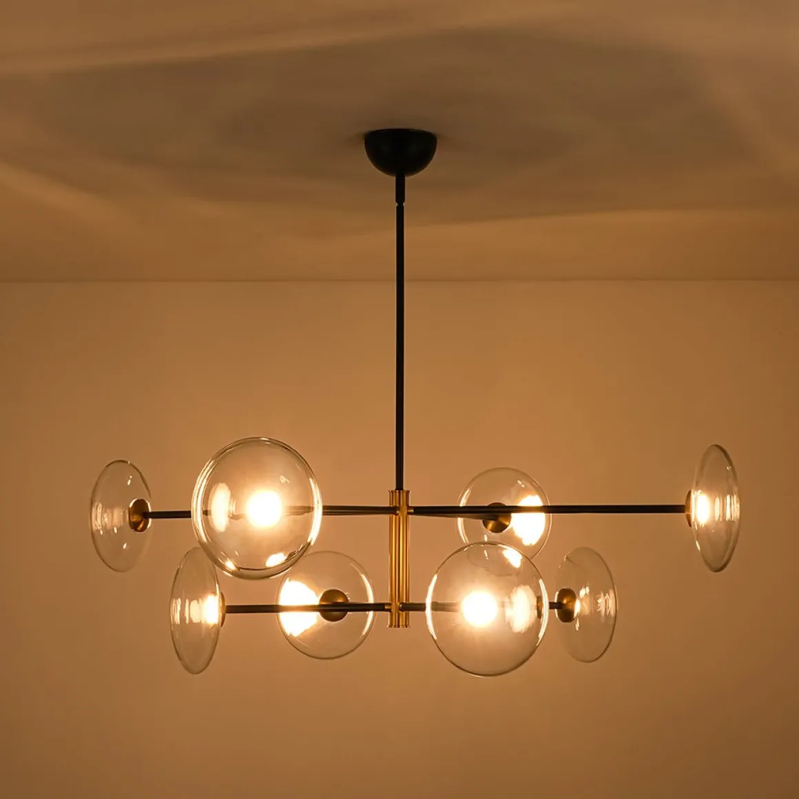 Designer Dimmable LED 8-light Glass Tiered Sputnik Chandelier