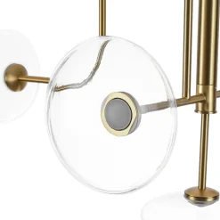 Designer 9-light Glass Dimmable LED Linear Sputnik Chandelier