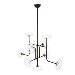 Designer 9-light Glass Dimmable LED Linear Sputnik Chandelier