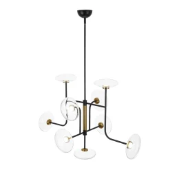 Designer 9-light Glass Dimmable LED Linear Sputnik Chandelier