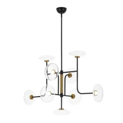 Designer 9-light Glass Dimmable LED Linear Sputnik Chandelier