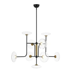 Designer 9-light Glass Dimmable LED Linear Sputnik Chandelier