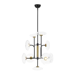 Designer 9-light Glass Dimmable LED Linear Sputnik Chandelier