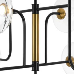Designer 9-light Glass Dimmable LED Linear Sputnik Chandelier