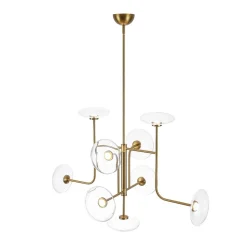 Designer 9-light Glass Dimmable LED Linear Sputnik Chandelier