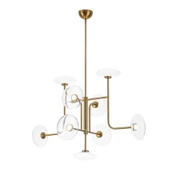 Designer 9-light Glass Dimmable LED Linear Sputnik Chandelier
