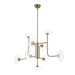 Designer 9-light Glass Dimmable LED Linear Sputnik Chandelier